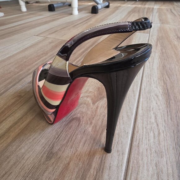 Christian Louboutin Graffiti Peep Sling Back 150 Patent Leather Pumps Eur. 39 - Picture 6 of 14